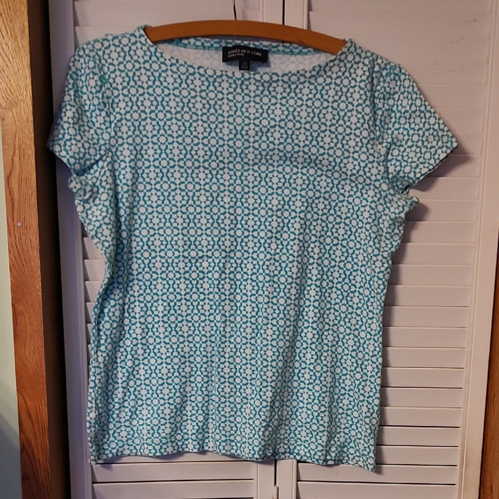 Jones New York Women's Turquoise Geometric Top